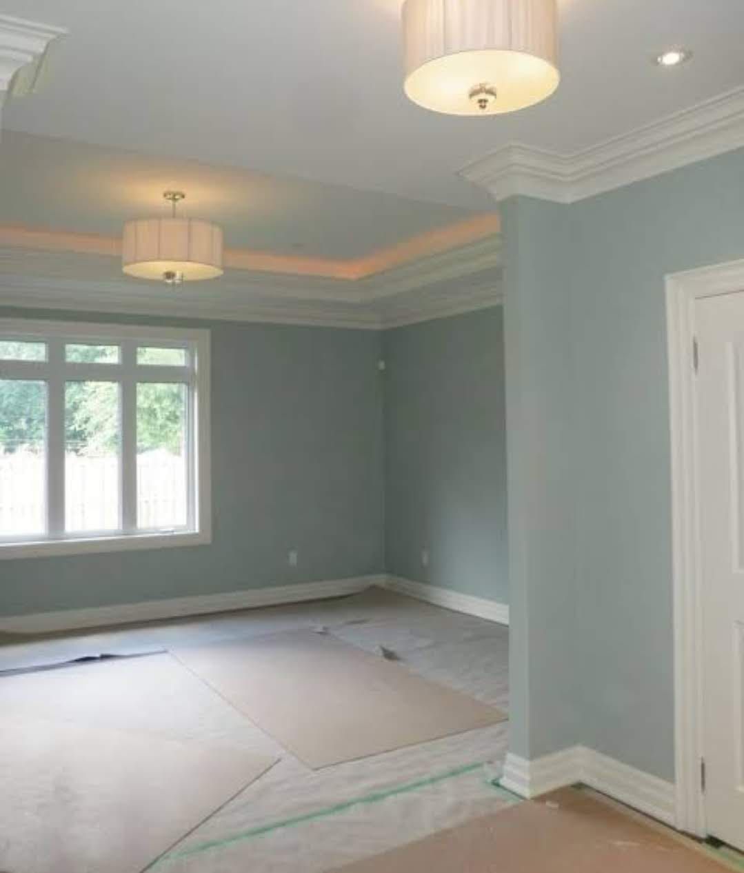 Heritage room repainted sage with white cornices